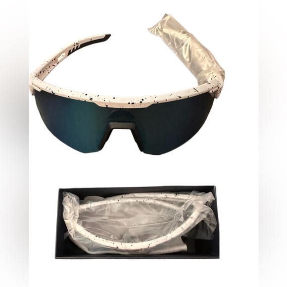 NEW Unisex Polarized Sports Sunglasses UV 400 Protection White Speckled Frame - Picture 11 of 13